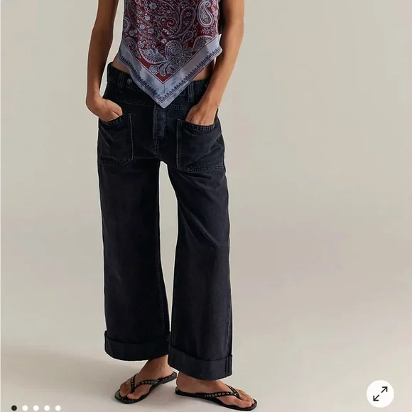 FREE PEOPLE WE THE FREE palmer cuffed jeans in chalkboard NWT 29 - Picture 8 of 17